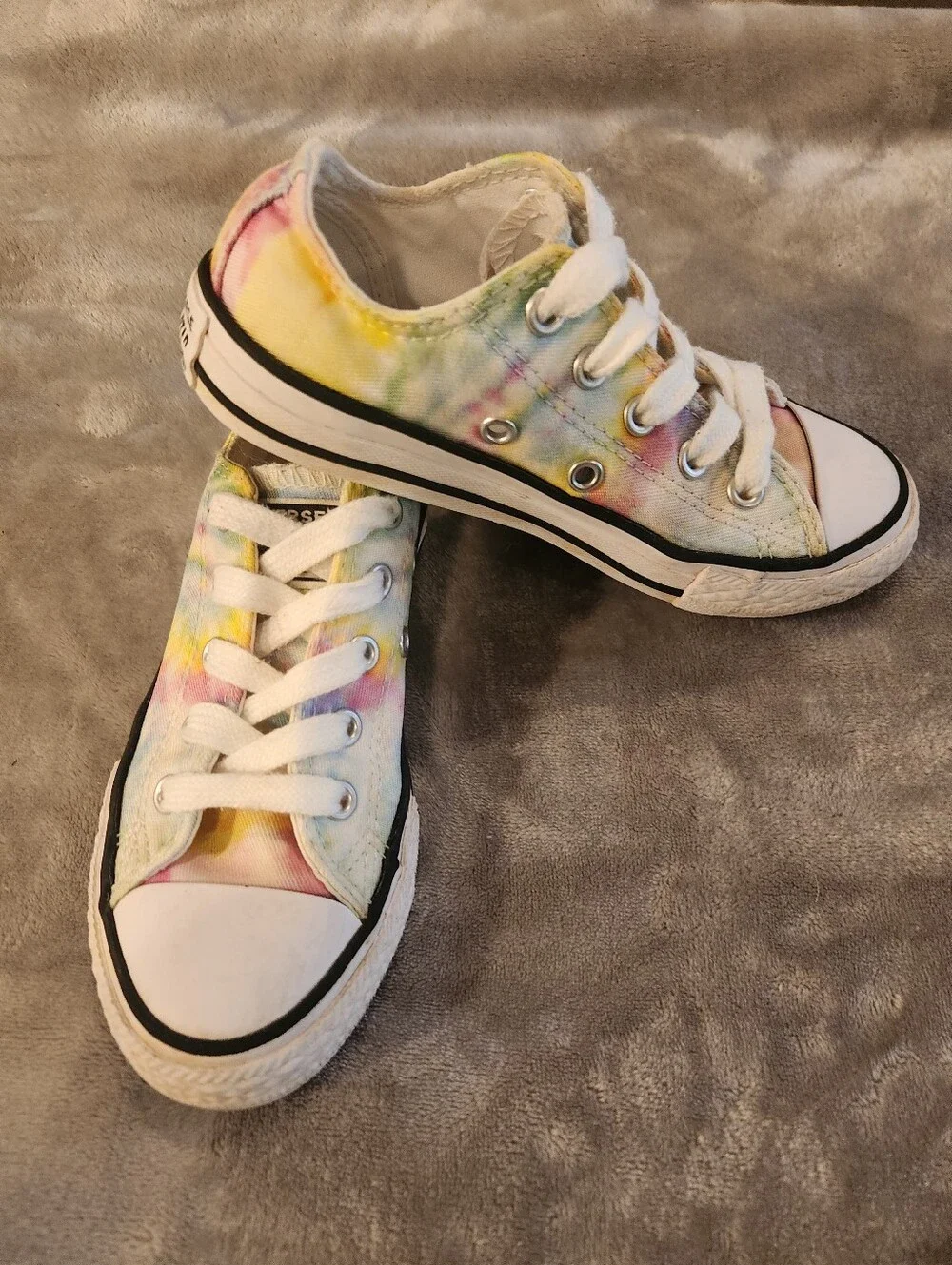 Converse Kids Tie-Dye Low Top Sneakers - White, Yellow, Pink, Green, Size 12C